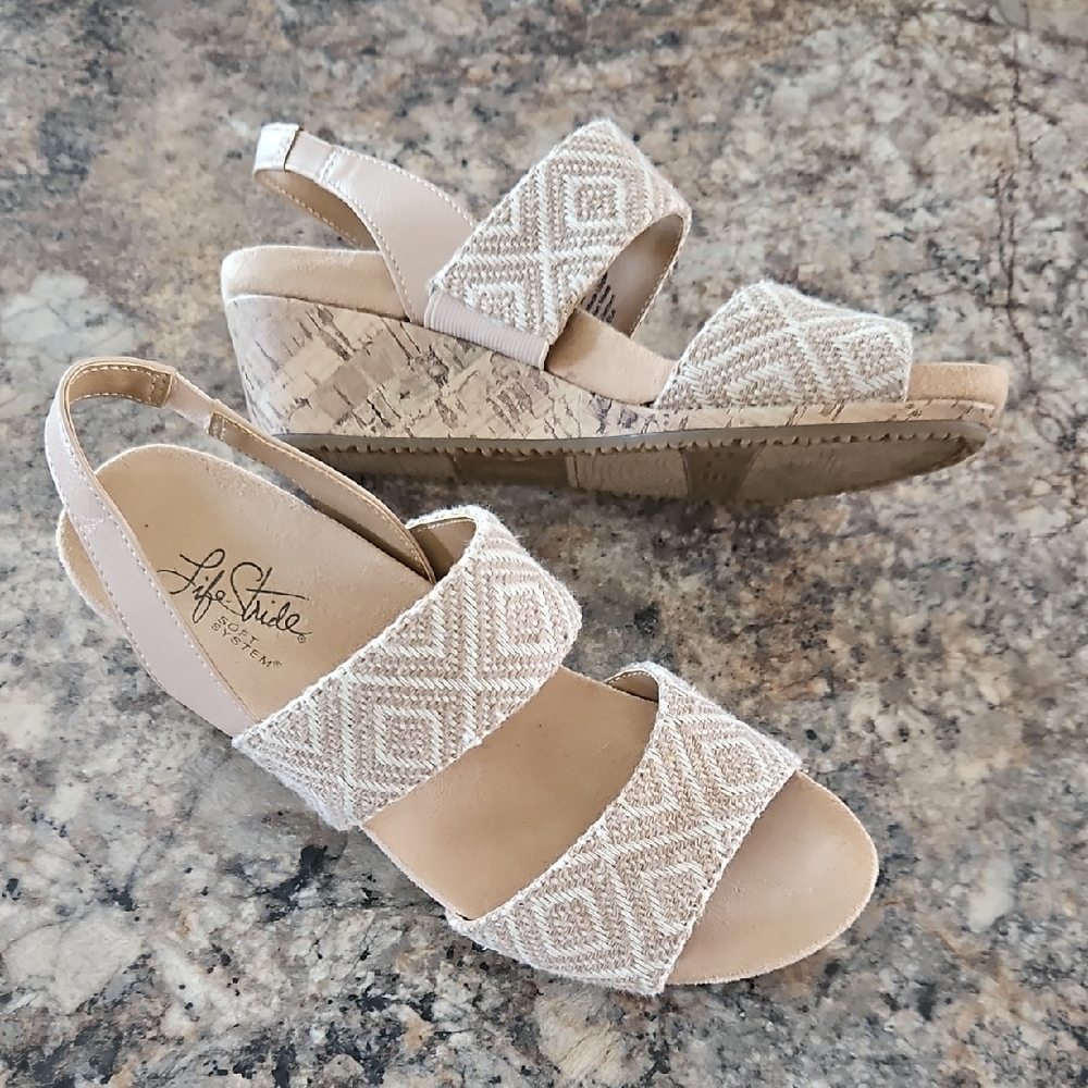 Life Stride Tan Geometric Wedges